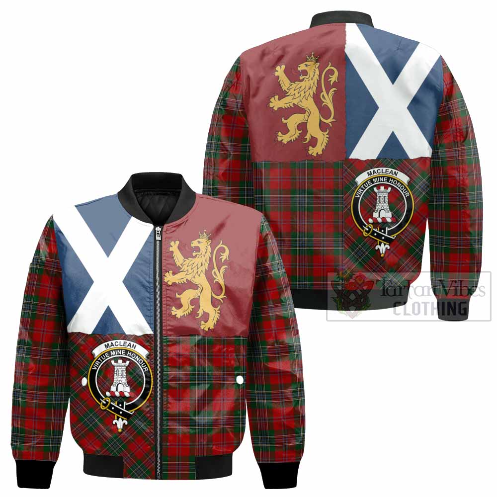 MacLean (McLean) Crest Tartan Bomber Jacket with Lion Rampant Saltire Style