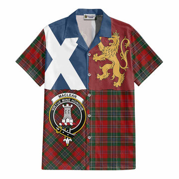 MacLean (McLean) Crest Tartan Cotton Hawaiian Shirt with Lion Rampant Saltire Style