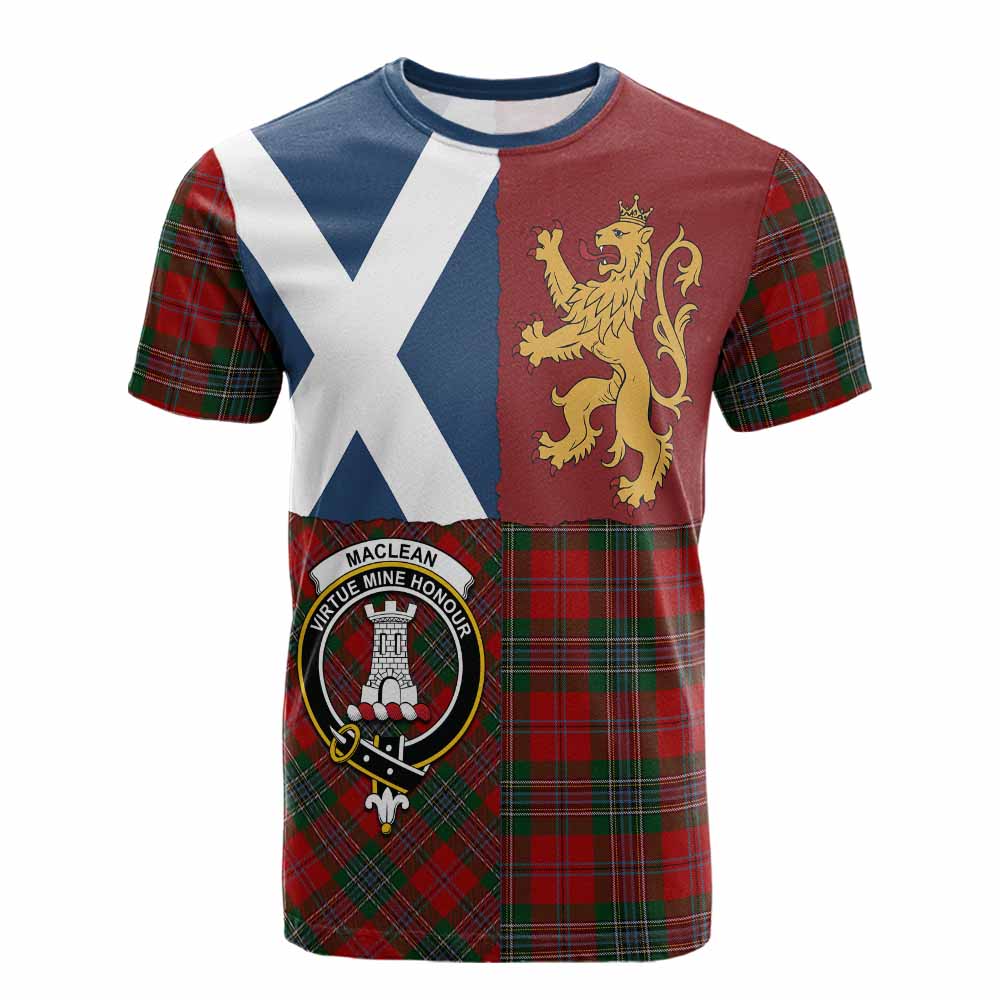 MacLean (McLean) Crest Tartan Cotton T-shirt with Lion Rampant Saltire Style - Tartan Vibes Clothing