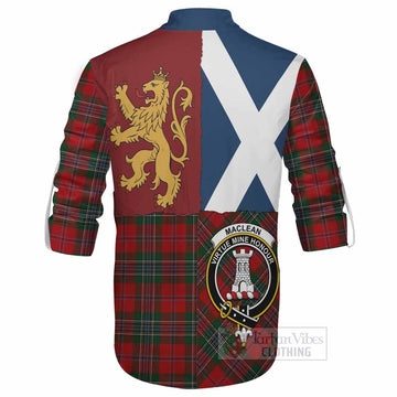 MacLean (McLean) Crest Tartan Ghillie Shirt with Lion Rampant Saltire Style
