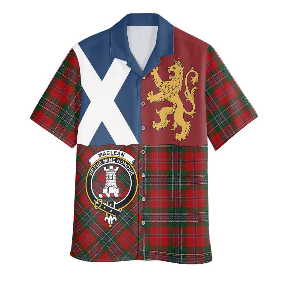 MacLean (McLean) Crest Tartan Hawaiian Shirt with Lion Rampant Saltire Style