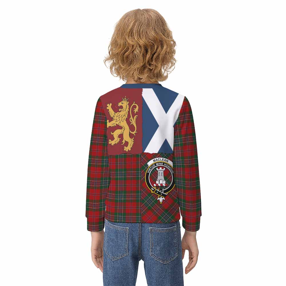 MacLean (McLean) Crest Tartan Kid Knitted Sweatshirt with Lion Rampant Saltire Style - Tartan Vibes Clothing