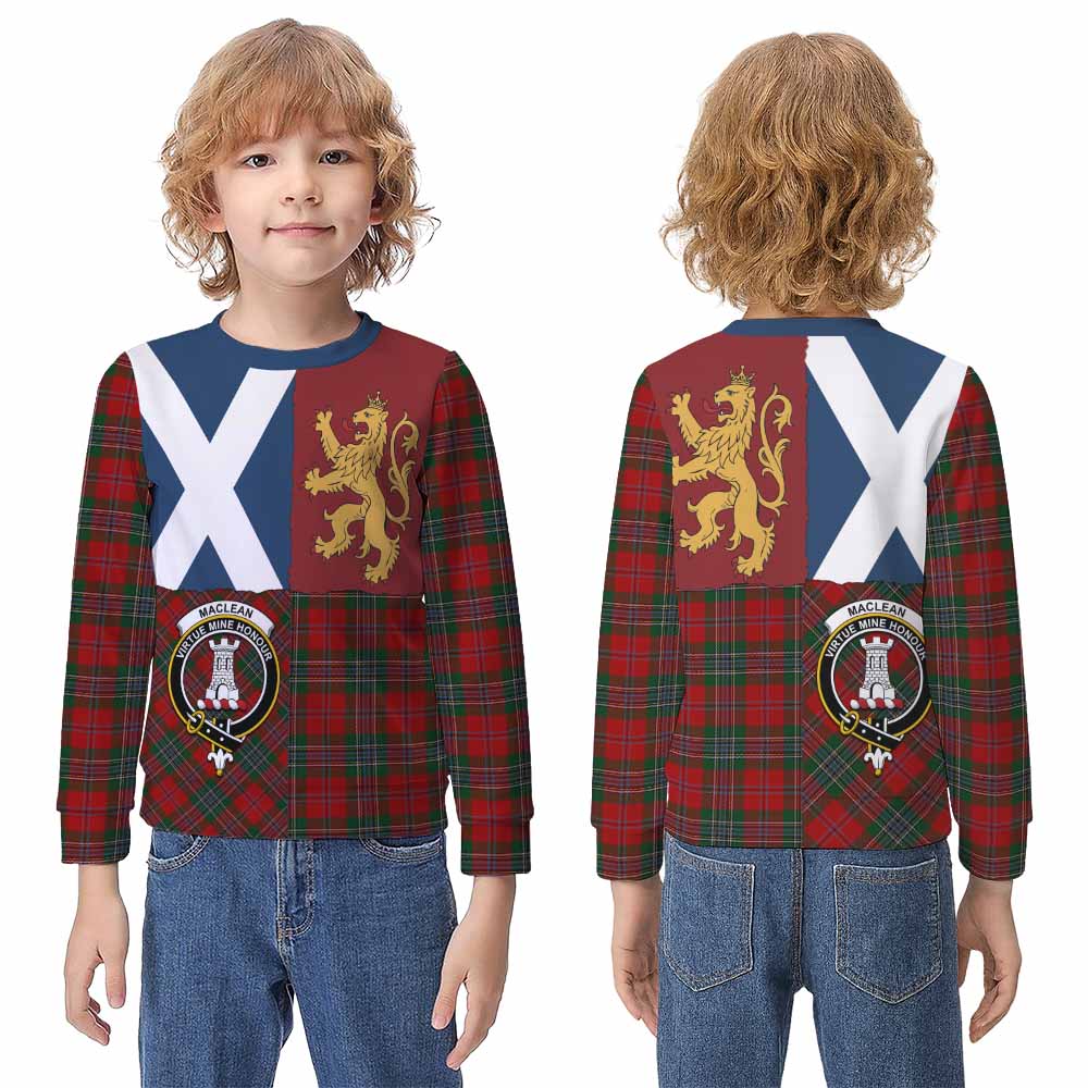 MacLean (McLean) Crest Tartan Kid Knitted Sweatshirt with Lion Rampant Saltire Style - Tartan Vibes Clothing