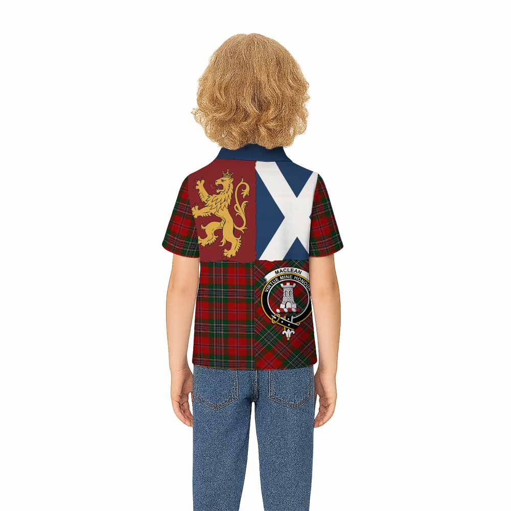 MacLean (McLean) Crest Tartan Kid Polo Shirt with Lion Rampant Saltire Style - Tartan Vibes Clothing
