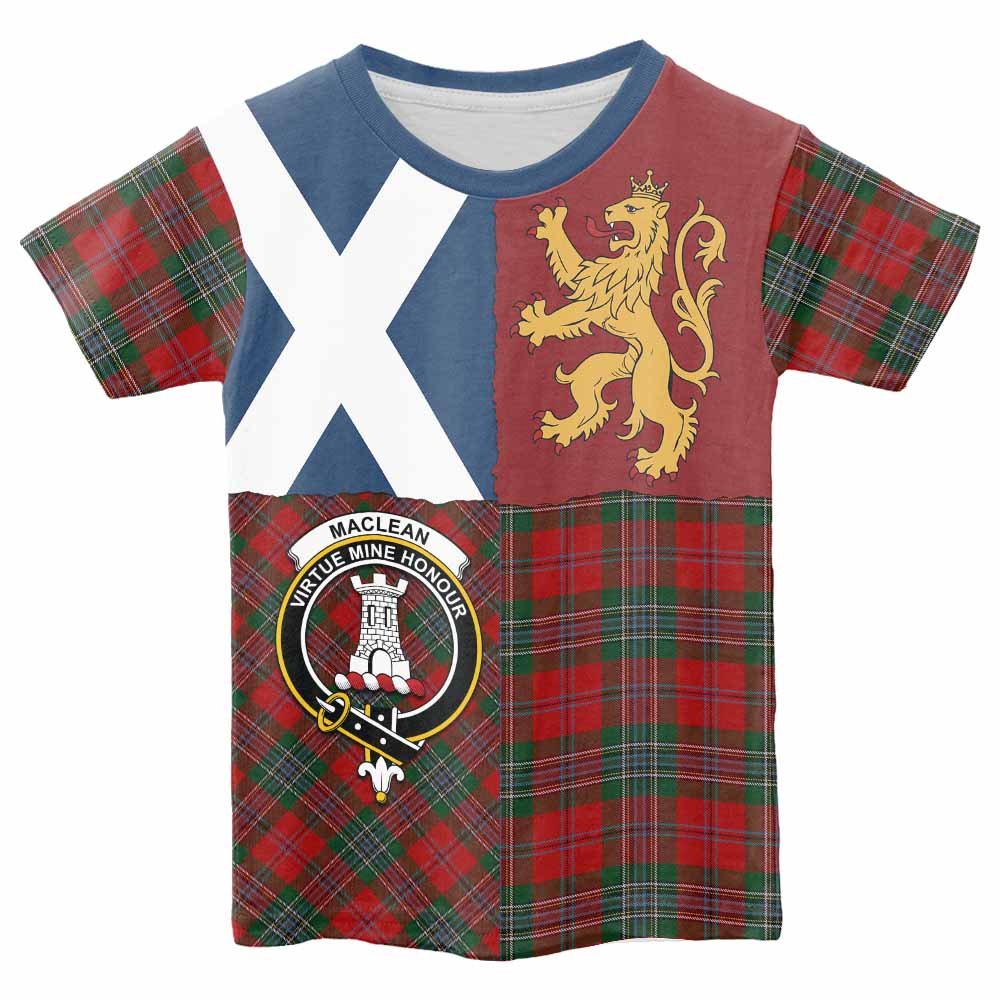 MacLean (McLean) Crest Tartan Kid T-shirt with Lion Rampant Saltire Style - Tartan Vibes Clothing