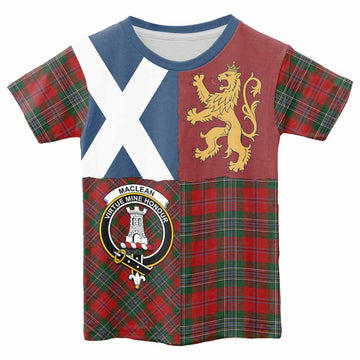 MacLean (McLean) Crest Tartan Kid T-shirt with Lion Rampant Saltire Style