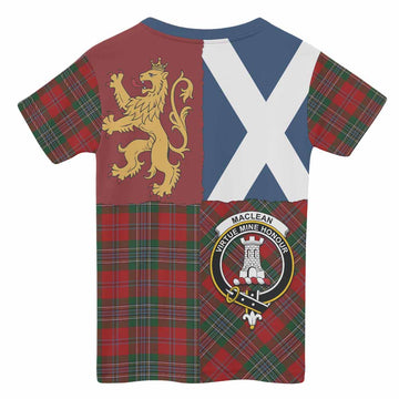 MacLean (McLean) Crest Tartan Kid T-shirt with Lion Rampant Saltire Style
