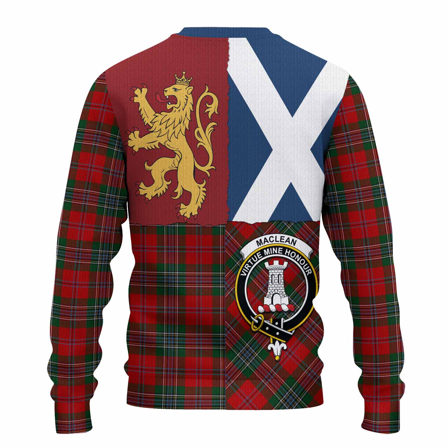 MacLean (McLean) Crest Tartan Knitted Sweater with Lion Rampant Saltire Style