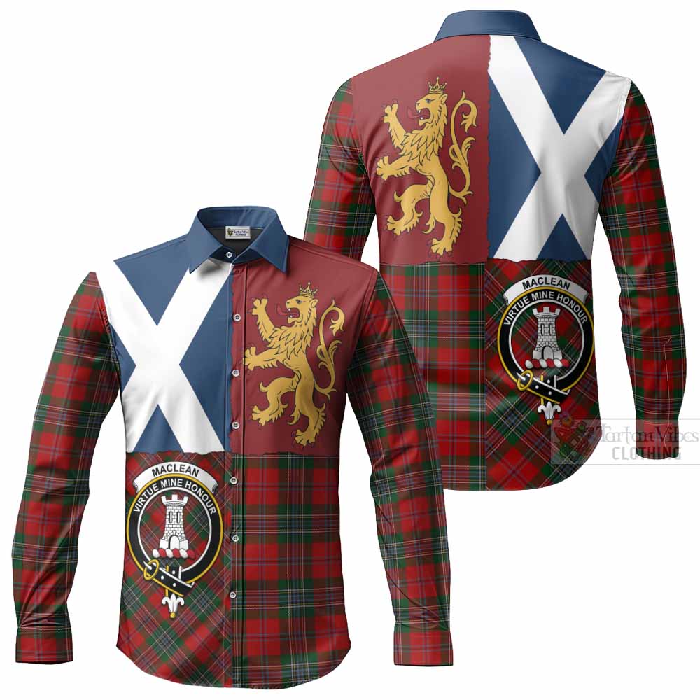 MacLean (McLean) Crest Tartan Long Sleeve Button Shirts with Lion Rampant Saltire Style
