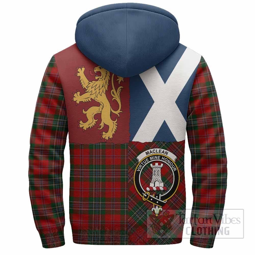 MacLean (McLean) Crest Tartan Sherpa Hoodie with Lion Rampant Saltire Style
