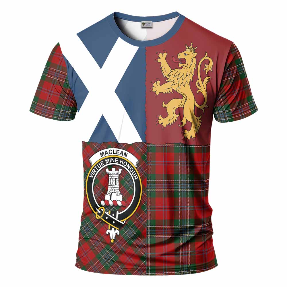 MacLean (McLean) Crest Tartan T-Shirt with Lion Rampant Saltire Style