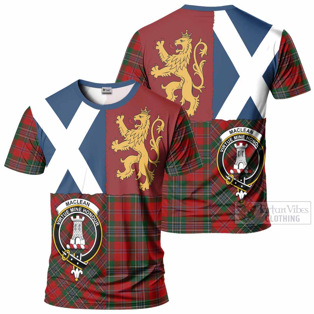 MacLean (McLean) Crest Tartan T-Shirt with Lion Rampant Saltire Style