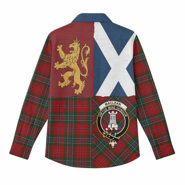 MacLean (McLean) Crest Tartan Women Casual Shirt with Lion Rampant Saltire Style