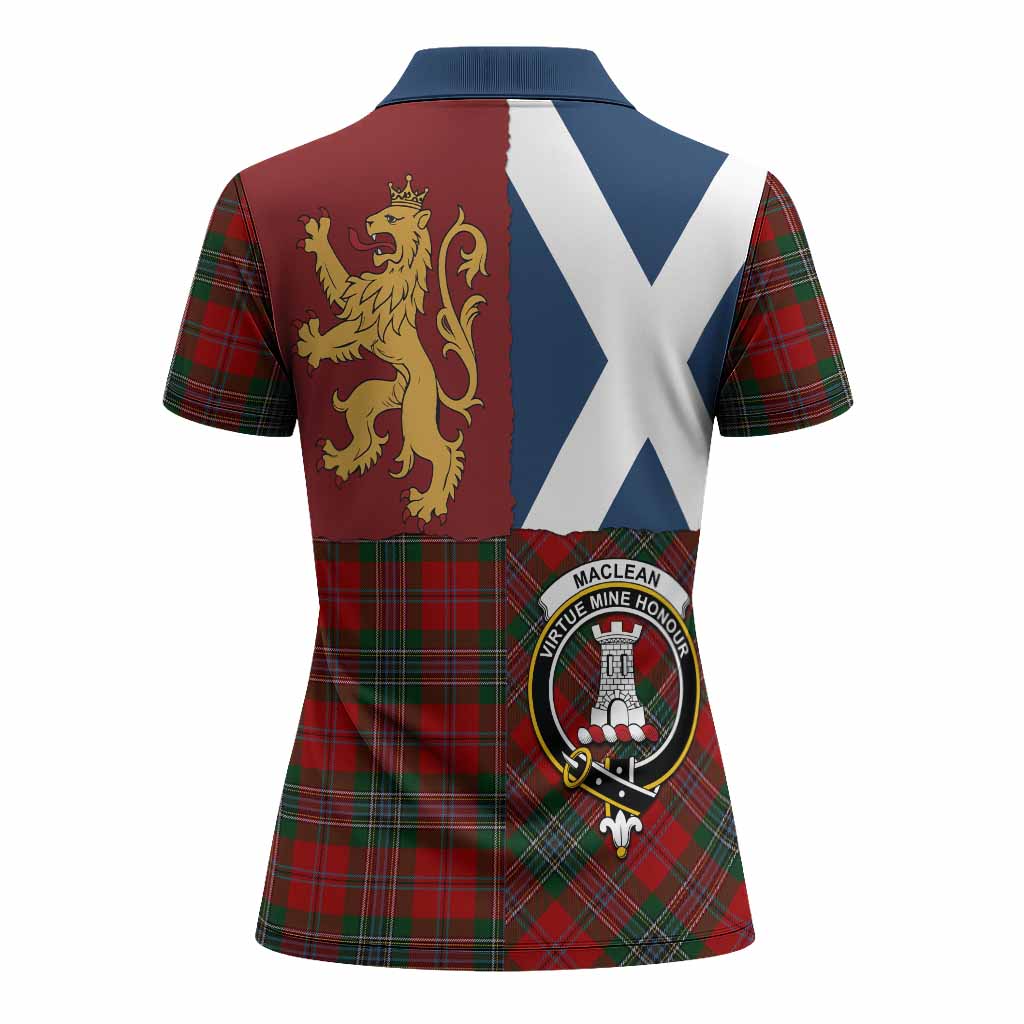 MacLean (McLean) Crest Tartan Women Polo Shirt with Lion Rampant Saltire Style