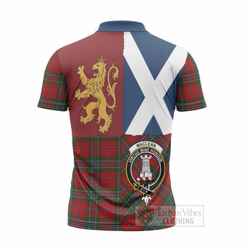 MacLean (McLean) Crest Tartan Zipper Polo Shirt with Lion Rampant Saltire Style
