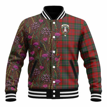 MacLean (McLean) Family Crest Tartan Baseball Jacket Scottish Thistle Flower Pattern Half Style