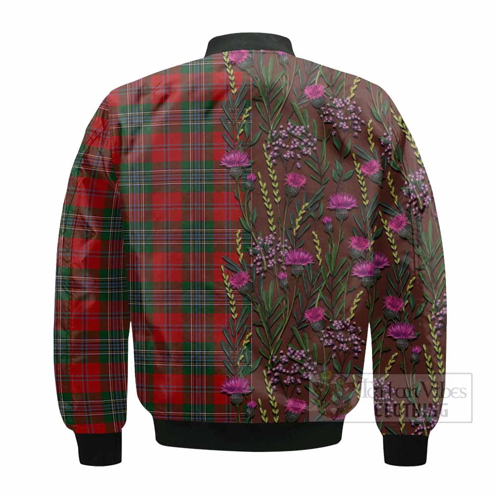 MacLean (McLean) Family Crest Tartan Bomber Jacket Scottish Thistle Flower Pattern Half Style - Tartan Vibes Clothing