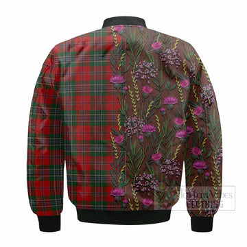 MacLean (McLean) Family Crest Tartan Bomber Jacket Scottish Thistle Flower Pattern Half Style