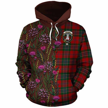 MacLean (McLean) Family Crest Tartan Cotton Hoodie Scottish Thistle Flower Pattern Half Style