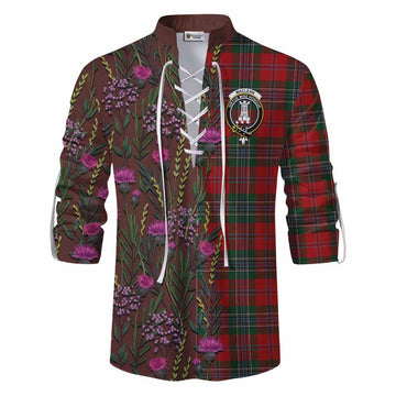 MacLean (McLean) Family Crest Tartan Ghillie Shirt Scottish Thistle Flower Pattern Half Style