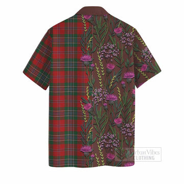 MacLean (McLean) Family Crest Tartan Hawaiian Shirt Scottish Thistle Flower Pattern Half Style
