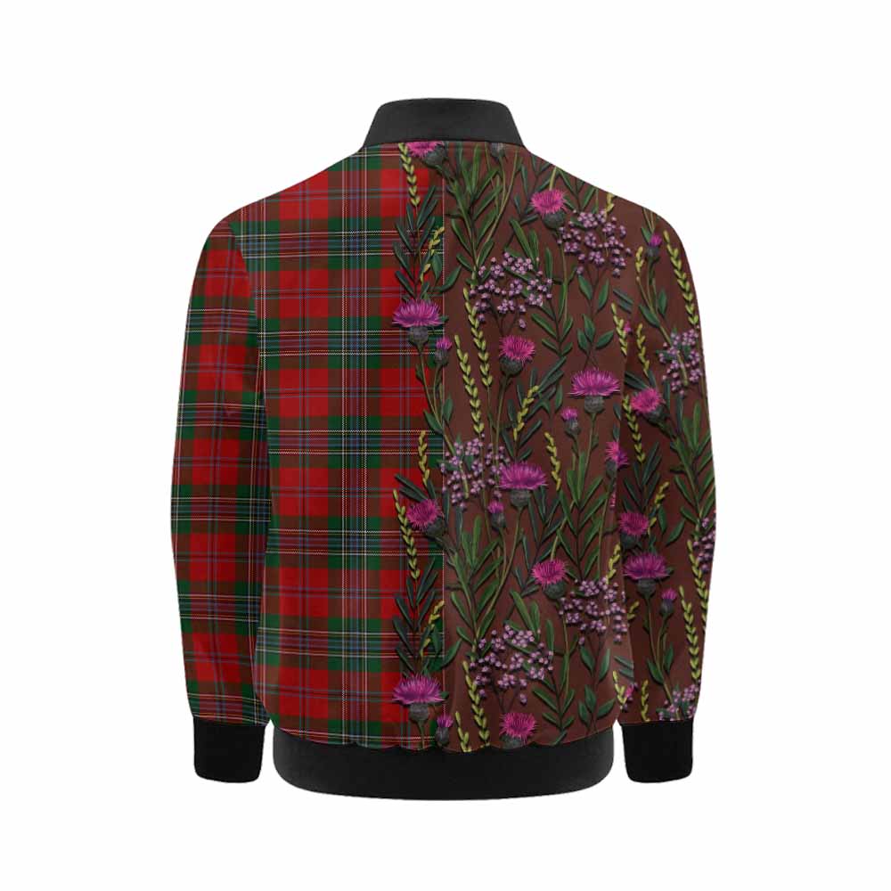 MacLean (McLean) Family Crest Tartan Kid Bomber Jacket Scottish Thistle Flower Pattern Half Style - Tartan Vibes Clothing