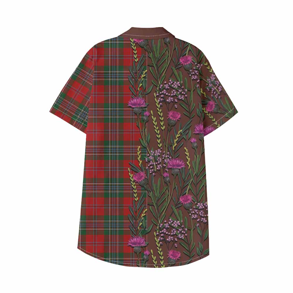 MacLean (McLean) Family Crest Tartan Kid Hawaiian Shirt Scottish Thistle Flower Pattern Half Style - Tartan Vibes Clothing