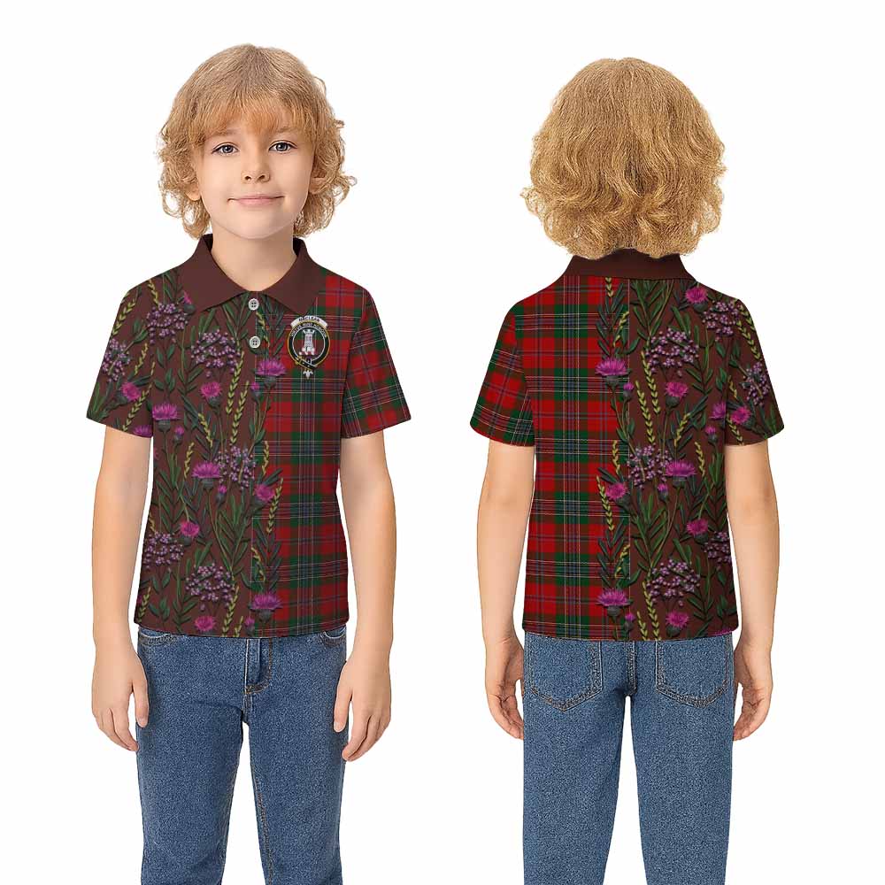 MacLean (McLean) Family Crest Tartan Kid Polo Shirt Scottish Thistle Flower Pattern Half Style - Tartan Vibes Clothing