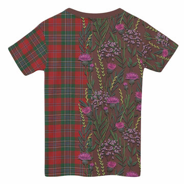 MacLean (McLean) Family Crest Tartan Kid T-shirt Scottish Thistle Flower Pattern Half Style - Tartan Vibes Clothing