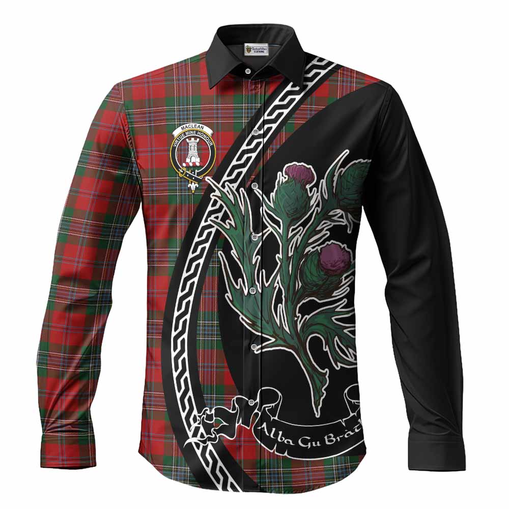 MacLean (McLean) Family Crest Tartan Long Sleeve Button Shirts Alba Thistle Inspired - Tartan Vibes Clothing