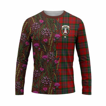 MacLean (McLean) Family Crest Tartan Long Sleeve T-Shirt Scottish Thistle Flower Pattern Half Style - Tartan Vibes Clothing