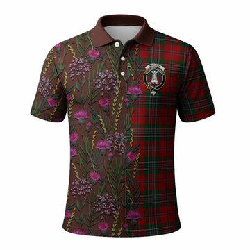 MacLean (McLean) Family Crest Tartan Polo Shirt Scottish Thistle Flower Pattern Half Style