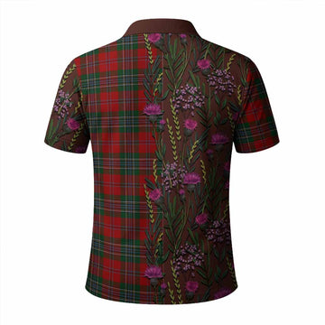 MacLean (McLean) Family Crest Tartan Polo Shirt Scottish Thistle Flower Pattern Half Style