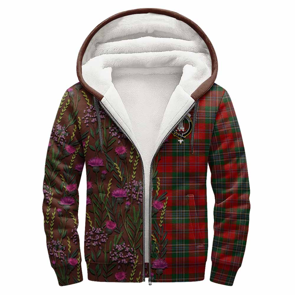 MacLean (McLean) Family Crest Tartan Sherpa Hoodie Scottish Thistle Flower Pattern Half Style - Tartan Vibes Clothing