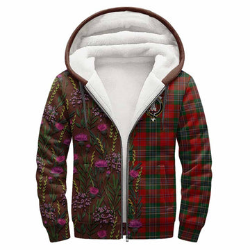 MacLean (McLean) Family Crest Tartan Sherpa Hoodie Scottish Thistle Flower Pattern Half Style