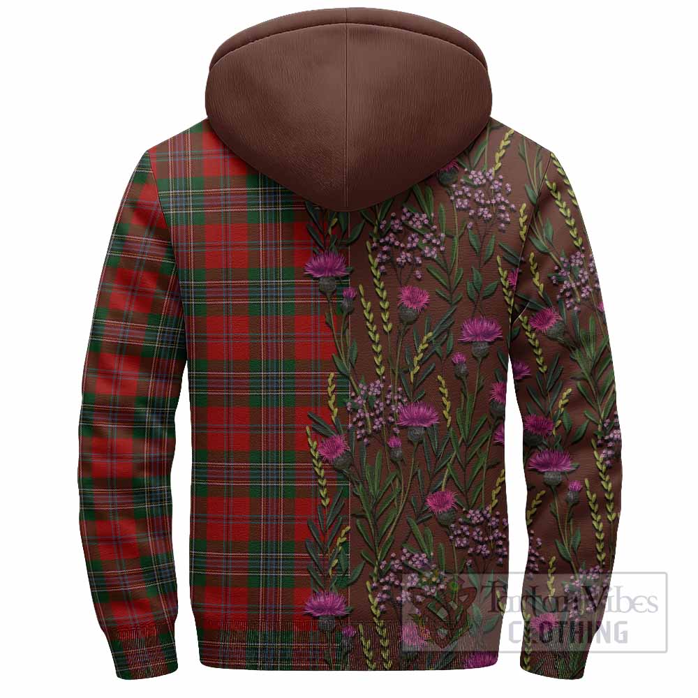 MacLean (McLean) Family Crest Tartan Sherpa Hoodie Scottish Thistle Flower Pattern Half Style - Tartan Vibes Clothing