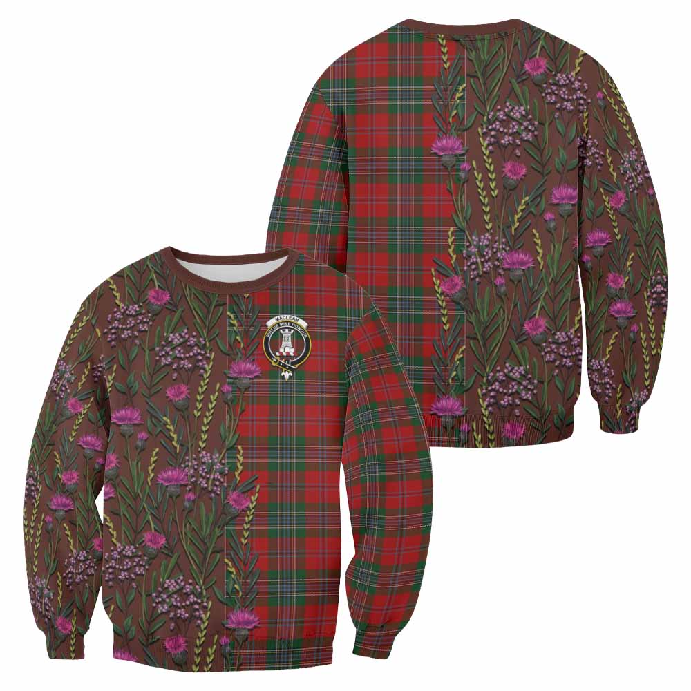 MacLean (McLean) Family Crest Tartan Sweatshirt Scottish Thistle Flower Pattern Half Style - Tartan Vibes Clothing