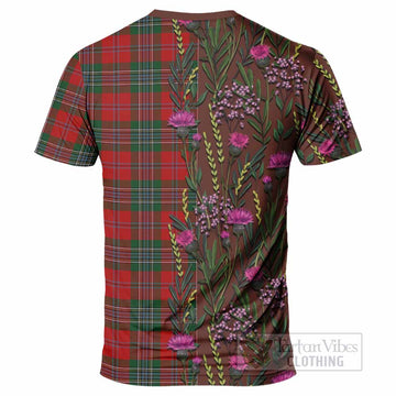 MacLean (McLean) Family Crest Tartan T-Shirt Scottish Thistle Flower Pattern Half Style - Tartan Vibes Clothing