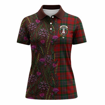 MacLean (McLean) Family Crest Tartan Women Polo Shirt Scottish Thistle Flower Pattern Half Style - Tartan Vibes Clothing