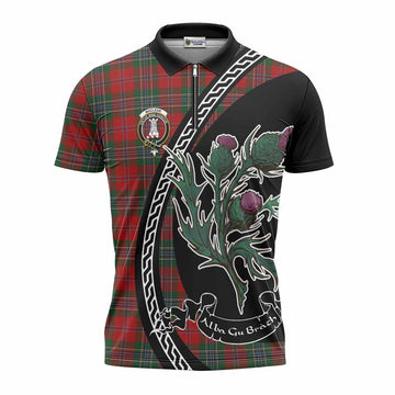 MacLean (McLean) Family Crest Tartan Zipper Polo Shirt Alba Thistle Inspired