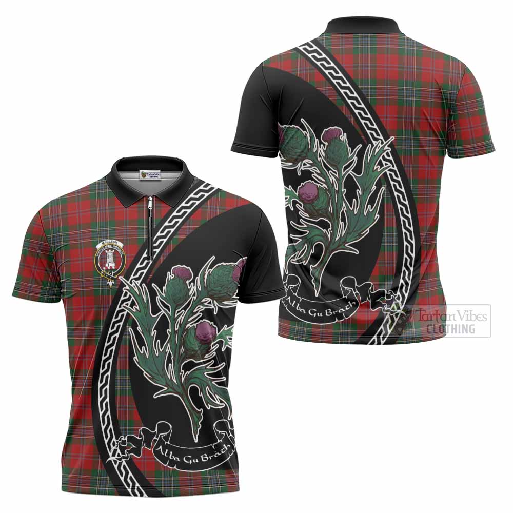 MacLean (McLean) Family Crest Tartan Zipper Polo Shirt Alba Thistle Inspired - Tartan Vibes Clothing