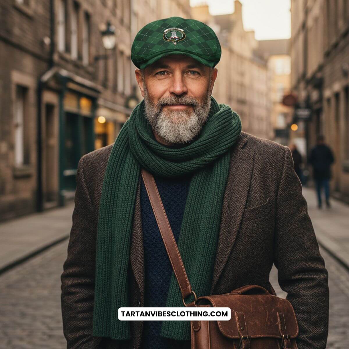 MacLean (McLean) Scottish Family Crest Flat Cap Green Argyle Classic Style