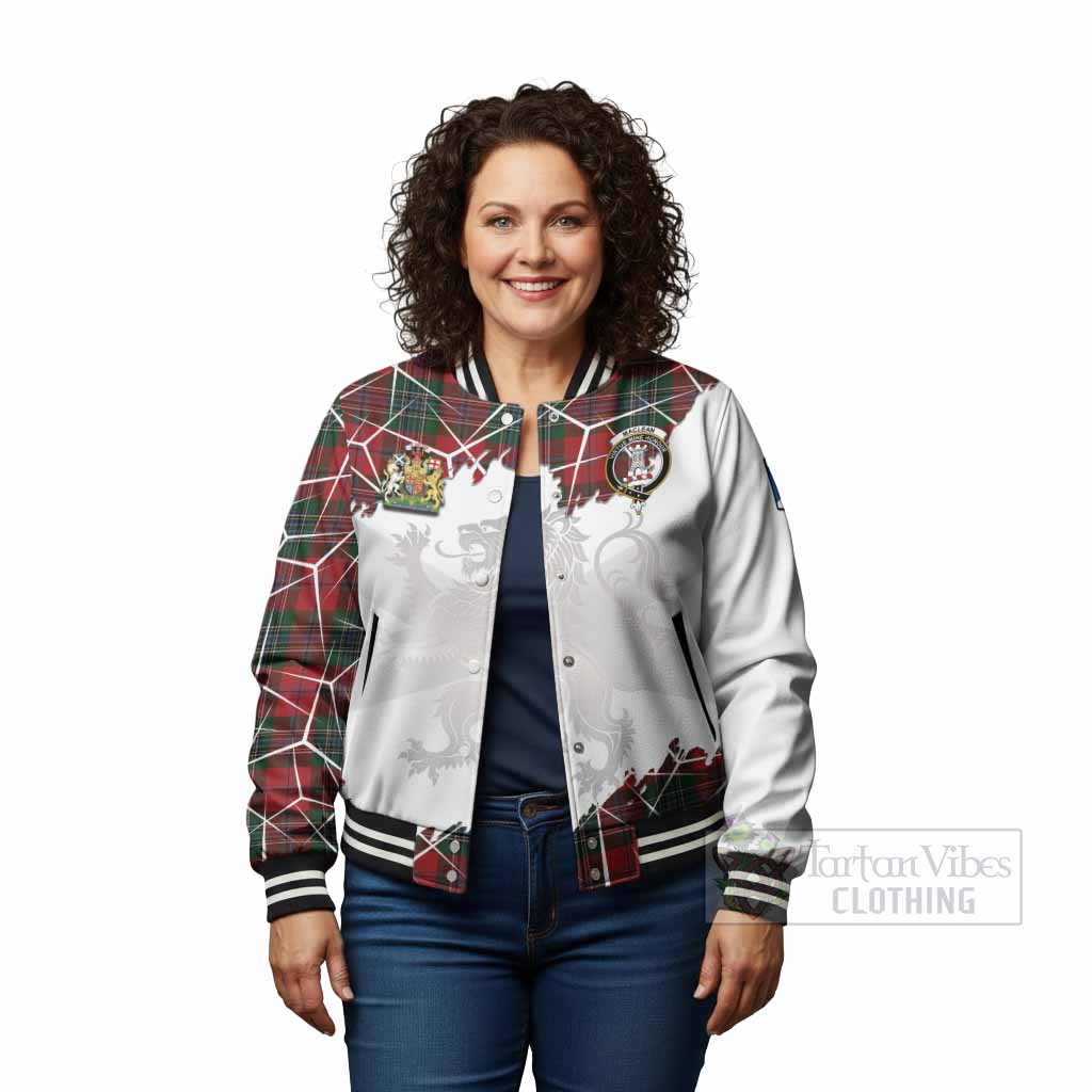 MacLean (McLean) Tartan Baseball Jacket with Family Crest and Lion Rampant Grunge Style