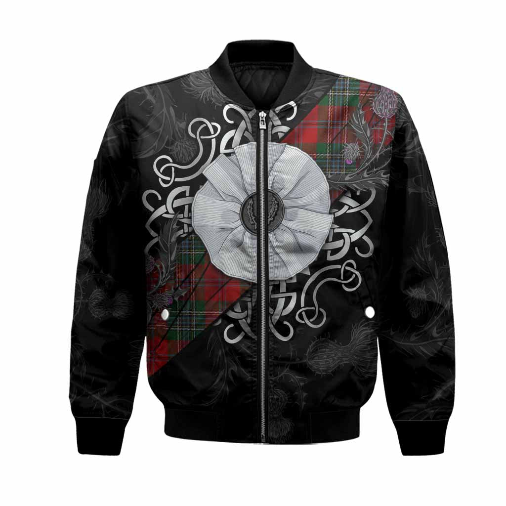 MacLean (McLean) Tartan Bomber Jacket Jacobite White Rose Unisex Black - Tartan Vibes Clothing