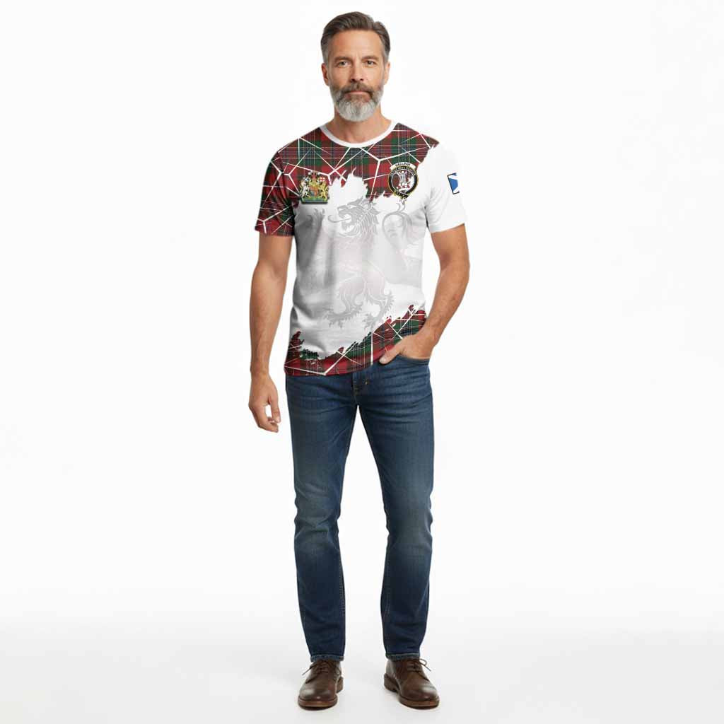 MacLean (McLean) Tartan Cotton T-shirt with Family Crest and Lion Rampant Grunge Style