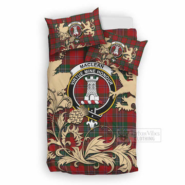 MacLean (McLean) Tartan Crest Bedding Set with Scottish Iconic Symbols 