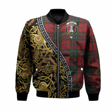 MacLean (McLean) Tartan Crest Bomber Jacket Celtic Knot and Triple Trickle Spiral Symbols