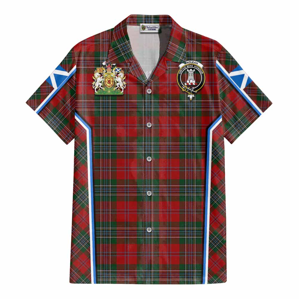 MacLean (McLean) Tartan Crest Cotton Hawaiian Shirt Scotland Coat of Arm Flag Style - Tartan Vibes Clothing