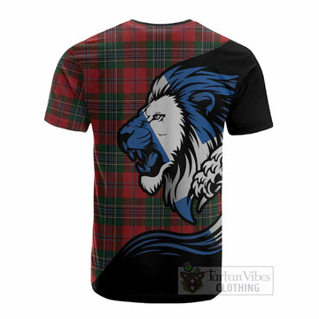 MacLean (McLean) Tartan Crest Cotton T-shirt Scottish Golden Lions Wave Flow