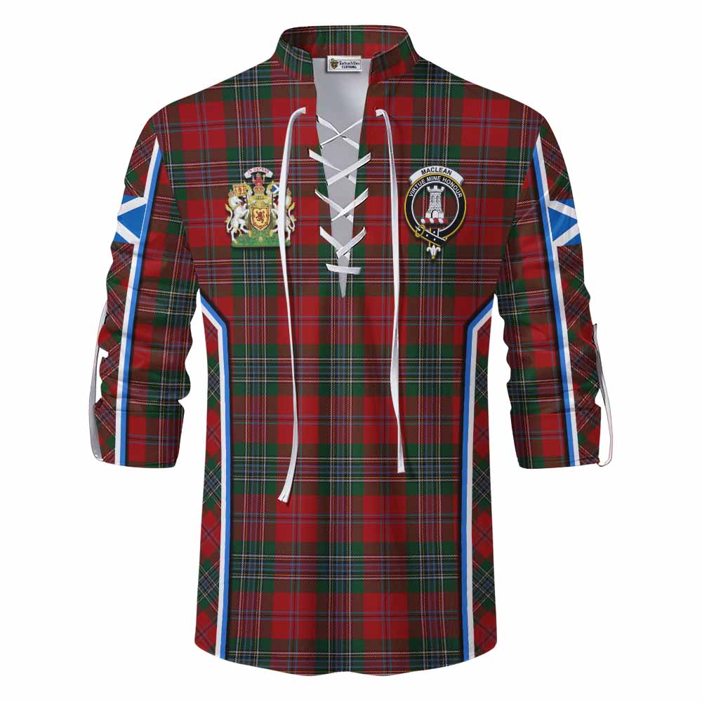 MacLean (McLean) Tartan Crest Ghillie Kilt Shirt Scotland Coat of Arm Flag Style - Tartan Vibes Clothing
